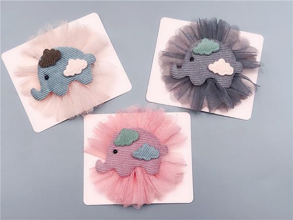 

boutique 15pcs fashion cute elephant hairpins solid lace floral animal hair clips princess headwear ins fairy hair accessories, Slivery;white