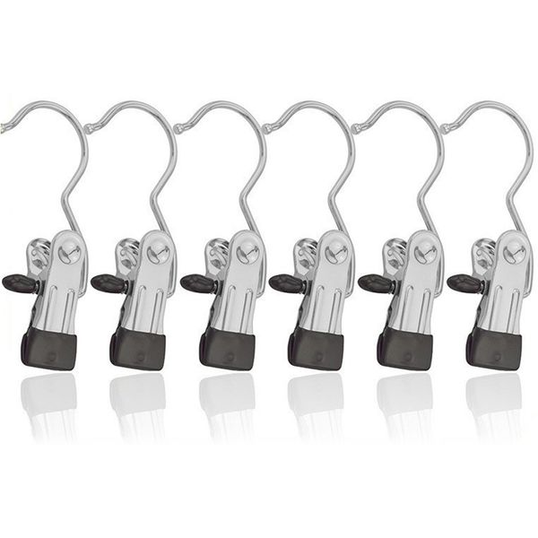 

12pcs portable metal clips travel boot hanger laundry hook clothes pins black