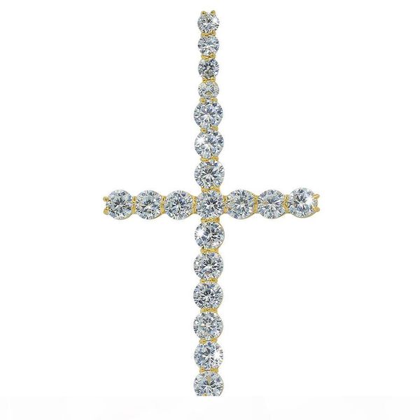 

hip hop iced out ankh cross pendant necklace 4mm tennis chain micro pave cz stones gold chains for men, Silver