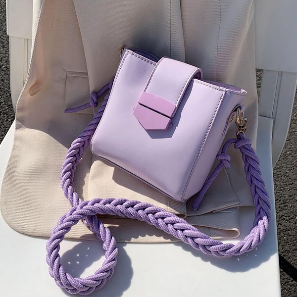 

пеньковая веревка плечевой ремень pu кожа sac a главный femme пурпурные crossbody сумки для женщин 2020 лета малого плеча сумки женщины