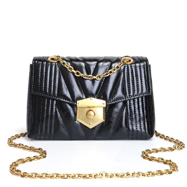

black diagonal bag ladies new fashion leather shoulder bag lady sweet wind wild chain leather small square bag gift 1135