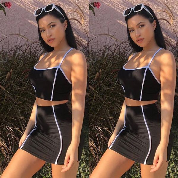 

us женщины 2pcs лето верхней части бака пуловер мини юбка-карандаш партии комплекты комплекты-футляр горячие, Gray