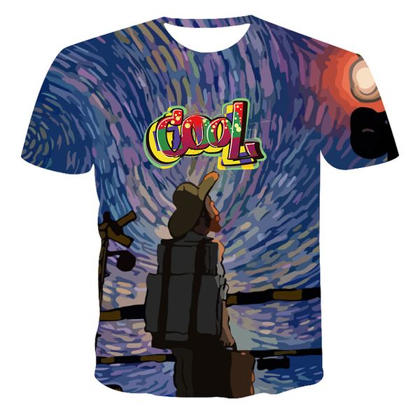 

summer men 3d anime illustration printing breathable printing 3d print shirts horror oversized funny men clothing