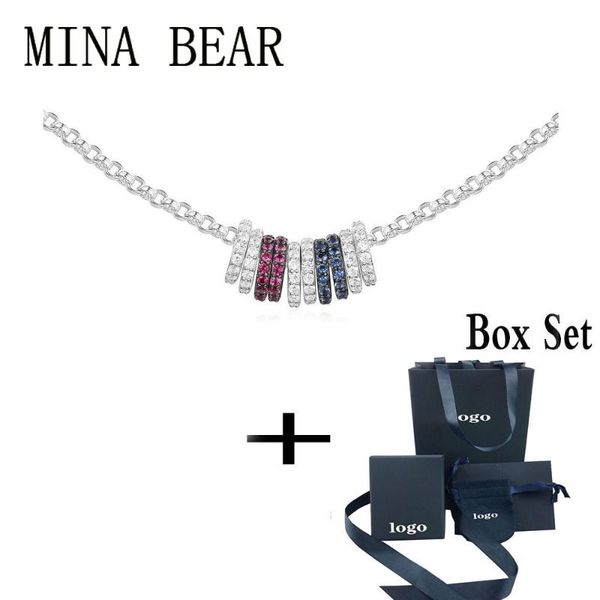 

mina bear fashion high fashion cz colored crystal round geometric pendant necklace with colored sliding mini christmas ornaments, Silver
