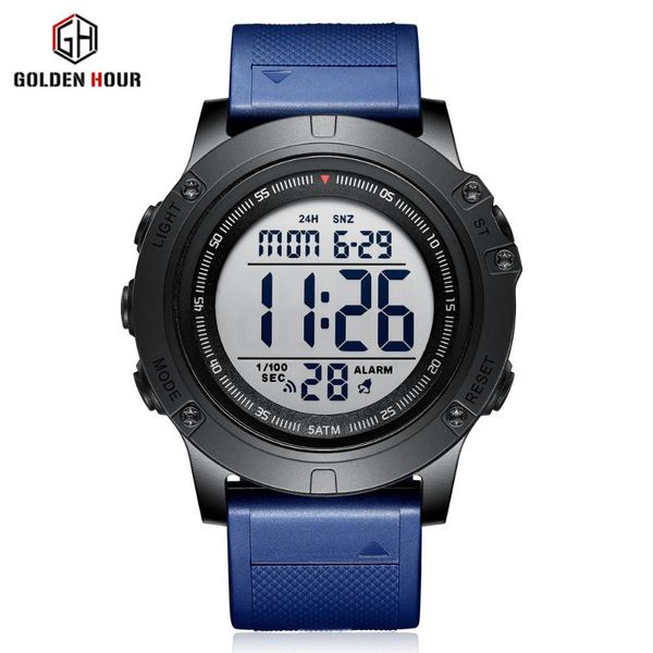 

goldenhour men watch multifunction sports digital watches fashion casual waterproof clock relogio masculino, Slivery;brown