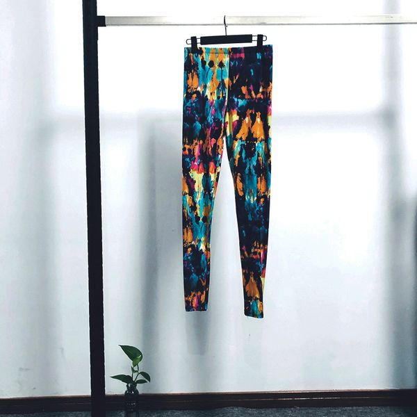 

14 colors print yoga pants women's fitness sport leggings stripe printing elastic gym workout tights running trousers, White;red