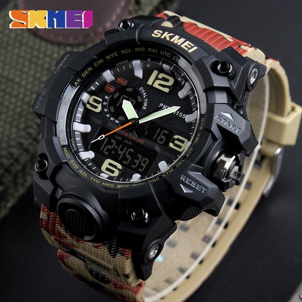

watch men sport army mens watches clock digital quartz waterproof relogio masculino camouflage watches, Slivery;brown