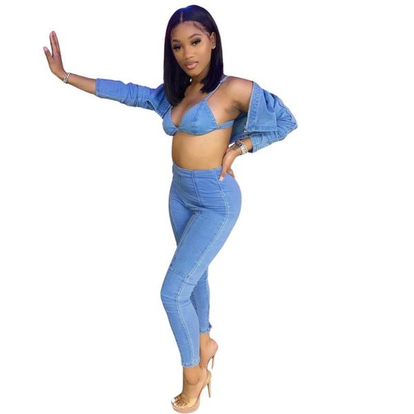 

2020 summer women jeans blue line party bottom