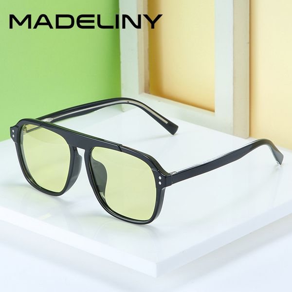 

madeliny vintage polarized square sunglasses classic brand sun glasses day and night driving goggle for men/women uv400 ma933, White;black