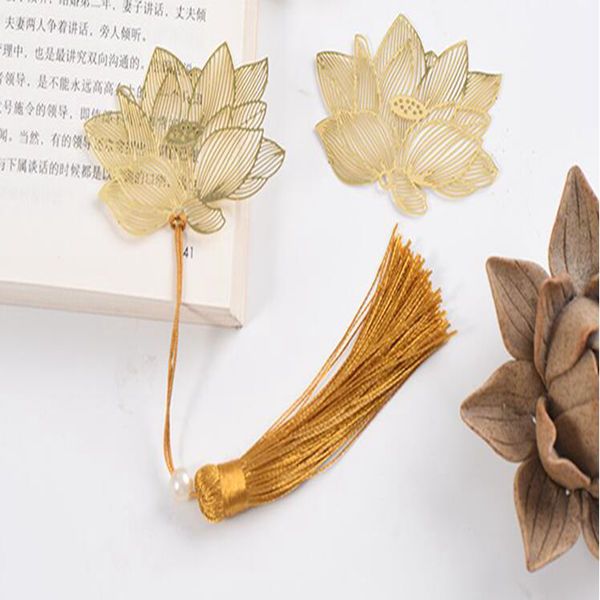 Золотой лотос полых закладки Китайского стиль подарок украшения бизнес памятного