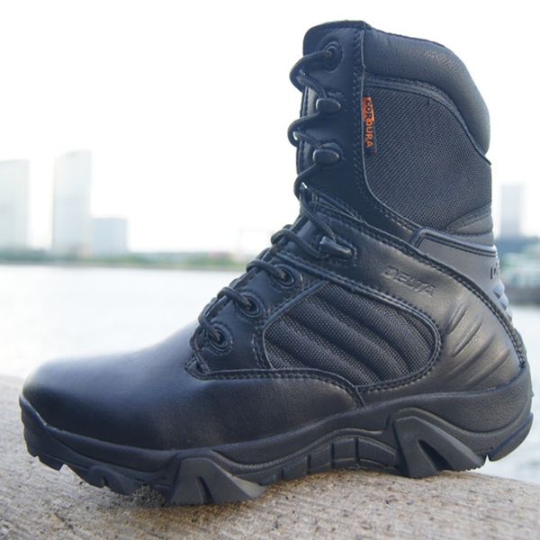 

winter autumn men boots quality special force tactical desert combat ankle boats army work shoes leather snow boots, Black
