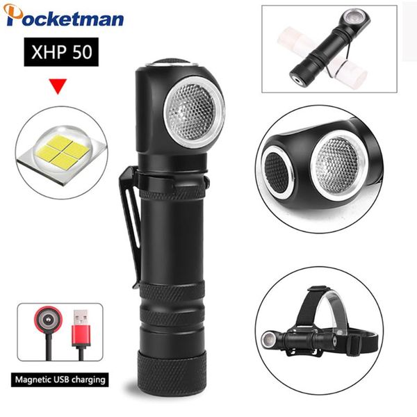 

new xhp50 multi-function pen clip white work light can as headlamp front torch with built-in battery with head band