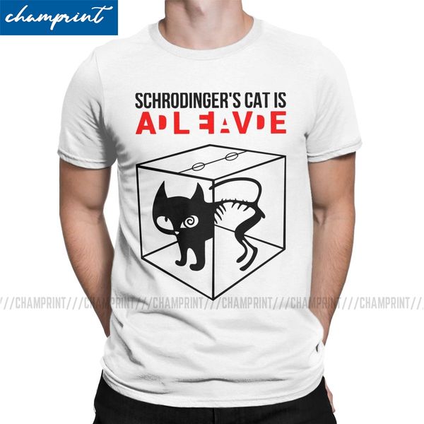 

schrodinger's cat is dead and alive t-shirt men quantum mechanics physics science geek nerd leisure tee shirt birthday gift