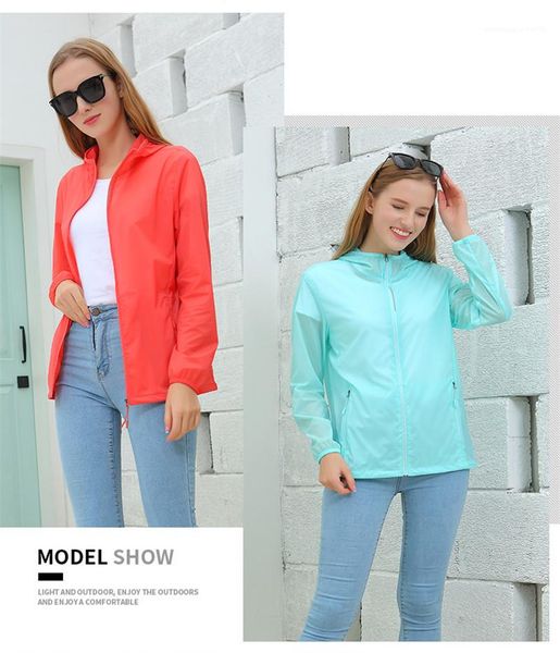 

protective clothing solid with zipper and pocket womens jackets fashion mans couple coats summer necessary sun, Black;brown