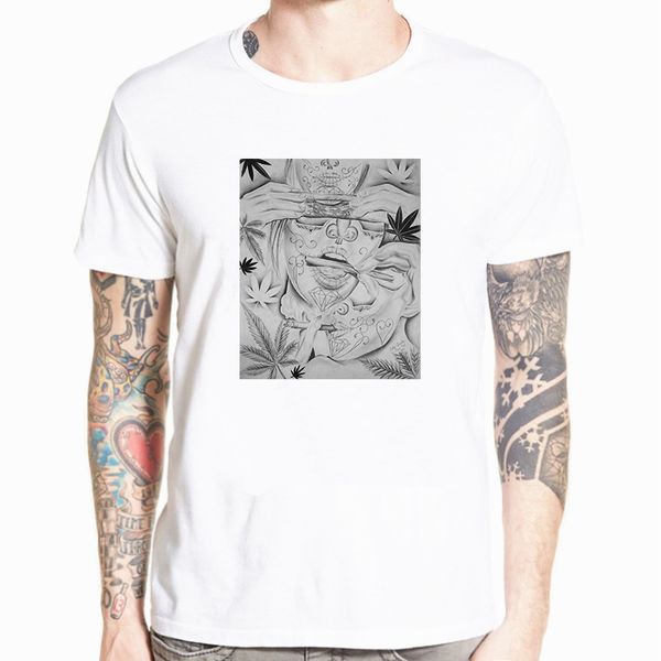 

men summer o-neck short sleeve t-shirt roll lick smoke t shirt joint high hemp roll bluntcustomize shirts hip hop streetwear