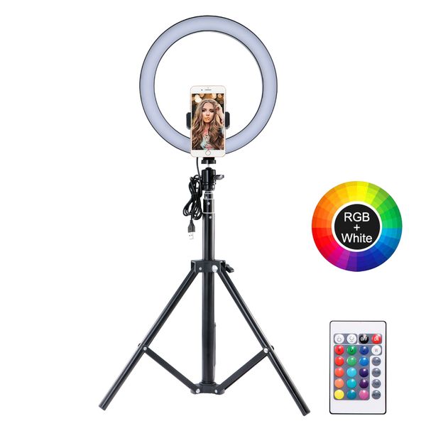 

led selfie ring fill light dimmable phone camera ring lamp with stand tripod for makeup video live studio