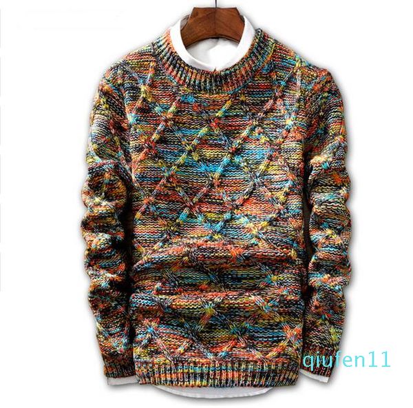 Heißer Verkauf - Pullover Männer 2020 Mode Pullover Pullover Männer Oansatz Streifen Slim Fit Stricken Herren Pullover Mann Pullover Männer