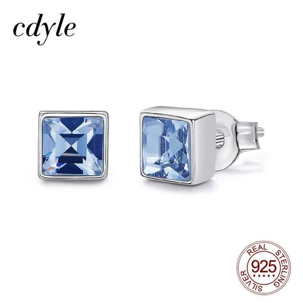 

cdyle 925 sterling silver jewelry mini square crystal stud earrings geometry cute earrings for girl daughter jewelry, Golden;silver
