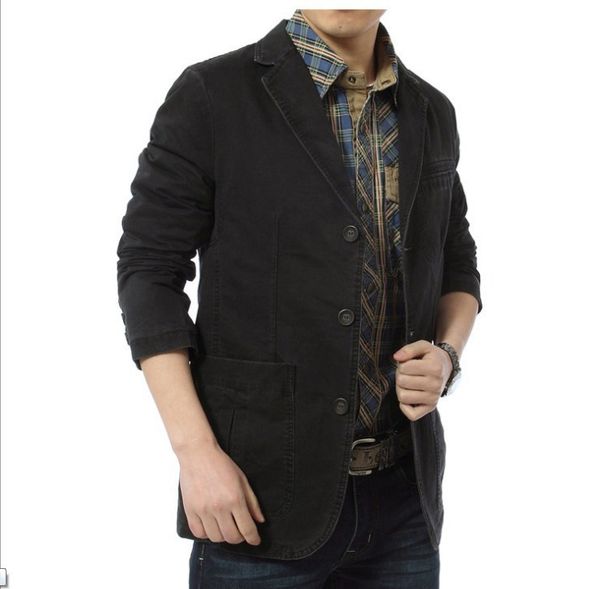 

suit men jacket 100% cotton coat casual men's wear 2020 winter, Black;brown