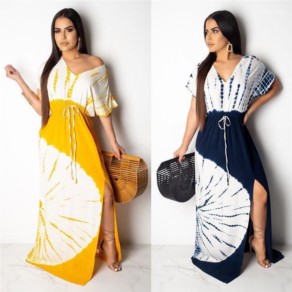 

maxi dresses casual female clothing summer printed designer dresses deep v neck womens, Black;gray