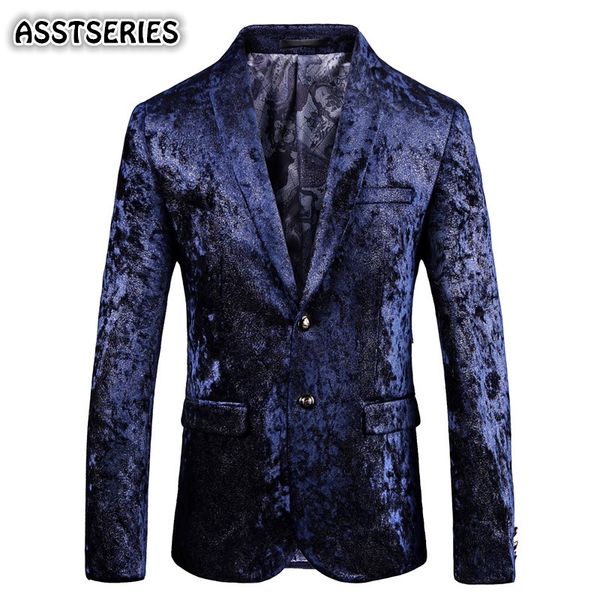 

asstseries velvet blazer for men fashion slim fit mens suit casual jacket plus size 4xl 5xl party porm wedding mens blazer, White;black