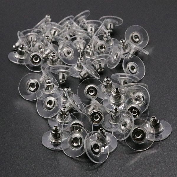 100pcs orecchini in silicone tappi per le orecchie in gomma tappi per le orecchie in plastica ecologica tappi per le orecchie rotondi tappi bloccati orecchini indietro