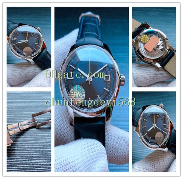 

luxury watch blue leather strap de ville co-axial 431.33.41.21.03.001 41mm automatic 9015 movement mens fashion wristwatch, Slivery;brown