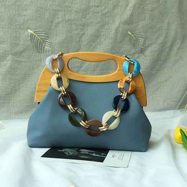 

2020 new fashion wooden clip shoulder/crossbody bag chain handbag