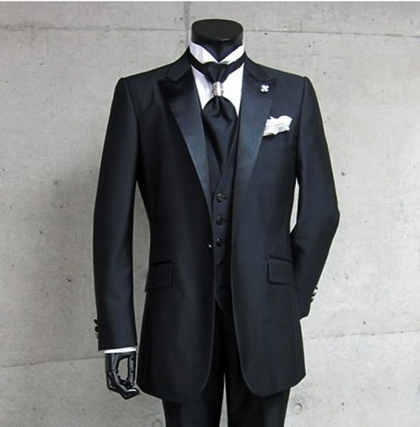 

real p black groom tuxedos man work business suit prom party coat waistcoat trousers set (jacket+pants+vest+tie) w:2020, White;black