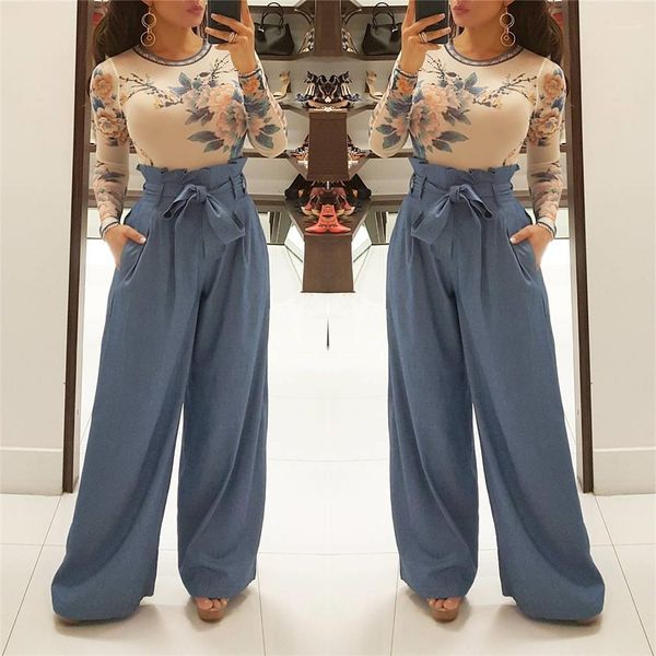 

износ суточная летних причинные высокой талией paperbag брюки wide leg casual спорткомплексы женские брюки женские брюки конструктора, Black;white