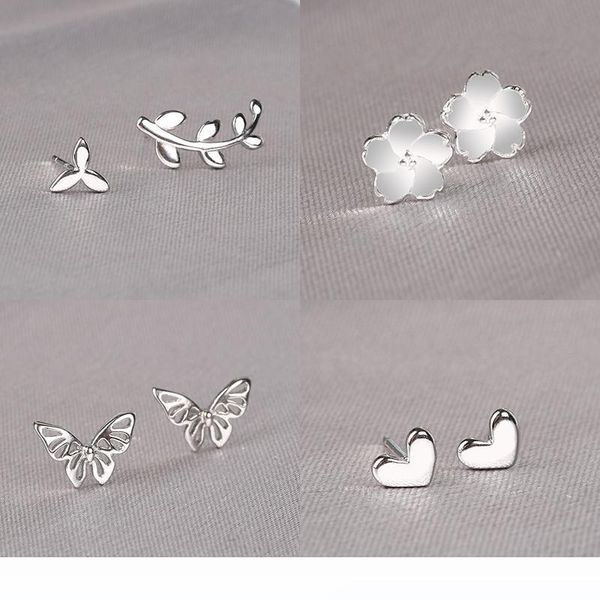 

real 925 sterling silver stud earrings for women girls sterling-silver-jewelry brincos oorbellen aros de plata 925, Golden;silver