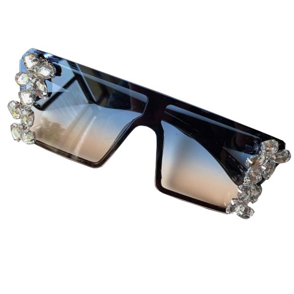 

classic with rhinestones large square sunglasses women men with diamonds brand design sun glasses elegant gradient glasses uv400, White;black