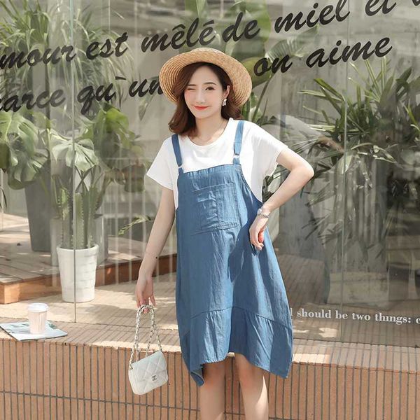 

2020 summer pregnant women dress short sleeve white patchwork denim blue maternity cotton dress+pocket plus size casual dress