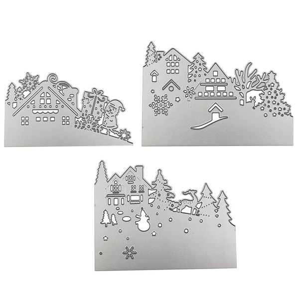 

3pcs christmas card diy cutting die craft embossing gift high carbon steel frame