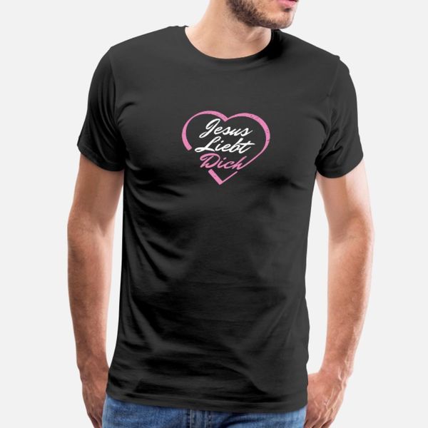 

jesus liebt dich glaube kirche gott bibel t shirt men print tee shirt round neck standard loose funny summer style leisure shirt