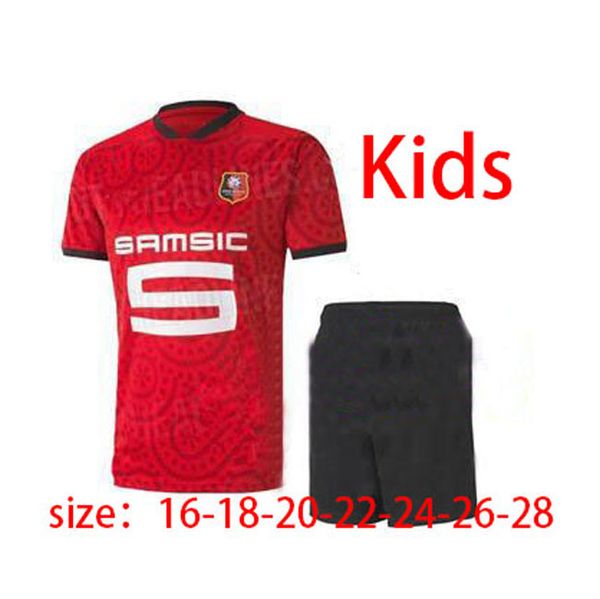 

20 21 stade rennais home away soccer jerseys 2020 21 rennes maillot de foot sarr niang bourigeaud andre hunou foot men kids kit, Black;yellow