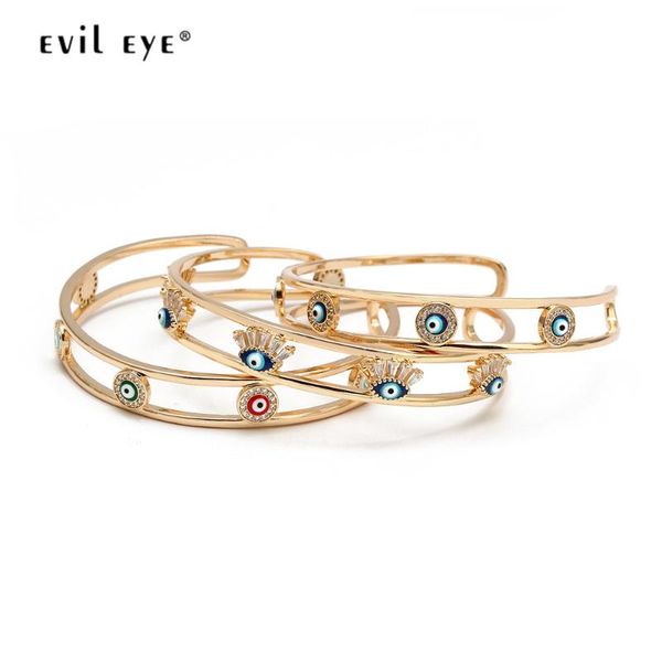 

evil eye gold color copper bangle bracelet multi color turkish eye open fashion jewelry for women girls bd168, Black