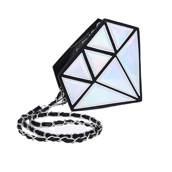 

2020 new arrival geometric lattice folding women bag triangle diamond stitching shopping single shoulder bags laser bag