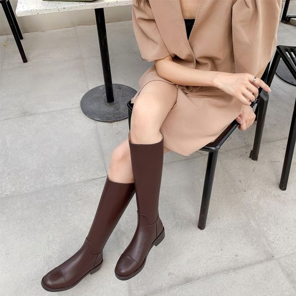 

bottes femme 2020 new winter riding boots women's shoes genuine leather european style keep warm knee high boots mujer, Black