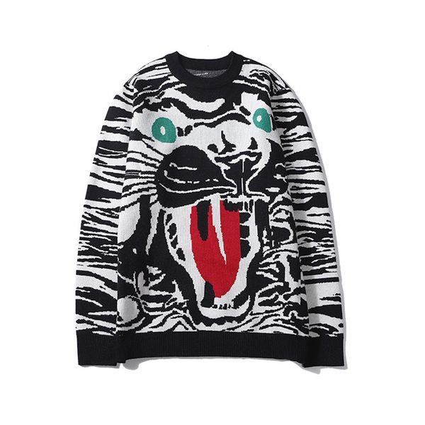 

new latest autumn winter medusa sweater tiger head classic loose fashion pullover men brand leisure knitwear, White;black