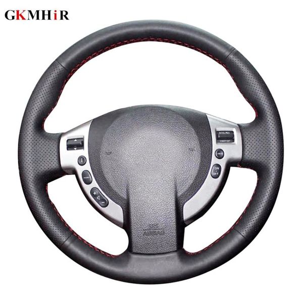 

diy hand sewing black artificial leather car steering wheel covers for qashqai 2007-2013 rogue 2008-2013 x-trail
