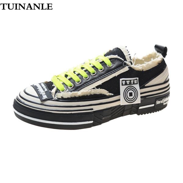 

tuinanle 2020 fashion flat shoes women sewing red vintage canvas ladies shoes sneakers spring/autumn sapato feminino, Black