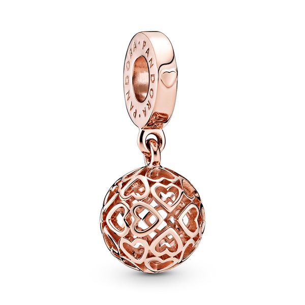 

authentic 925 sterling silver openwork heart ball dangle charms beads pendant fit pandora rose bracelets or necklace for diy jewelry making, Black