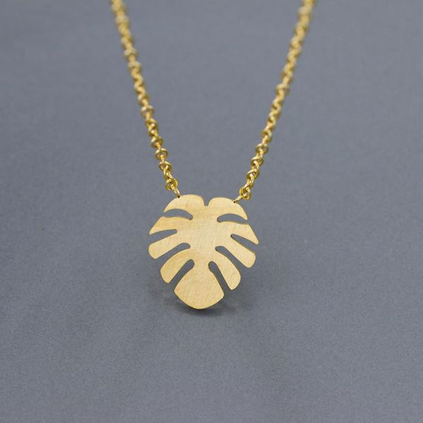 

fashion jewelry maxi necklace stainless steel gold color chain tiny leaf charm necklaces & pendants women collier femme gift, Silver