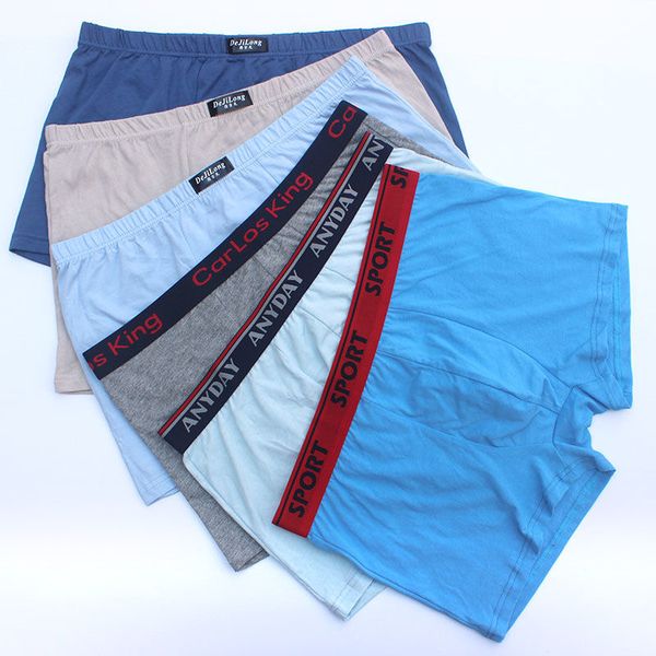 

underpants 6pcs/lot 100% cotton boxer men underwear four shorts men's boxers breathable pure color random, Black;white