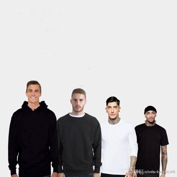 

men's sweatshirts europe and america solid color blank round neck sweater custom winter coat large size hoodie, Black