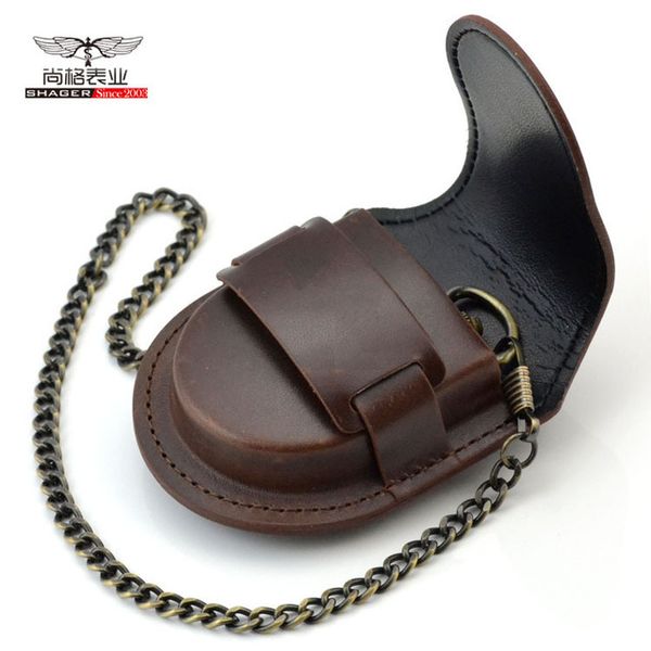 

watch boxes & cases fashion brand male back / brown cover vintage classic pocket box holder storage case purse pouch bag w/ chain, Black;blue