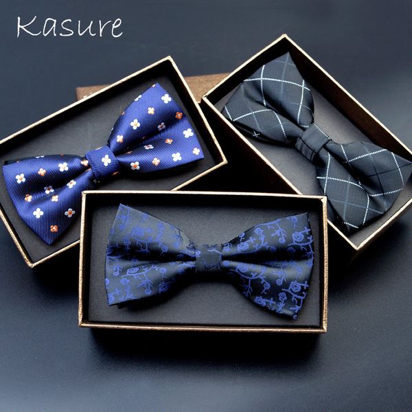

kasure polyester silky jacquard bow tie for men woven bowknot bowties cravats ties business wedding decoration, Black;gray