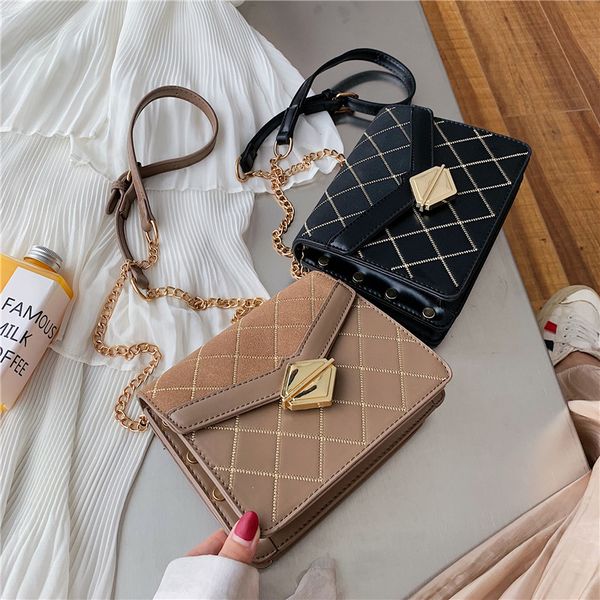 

retro fashion square crossbody bag 2020 new pu lleather women's designer handbag lock chain shoulder messenger bag