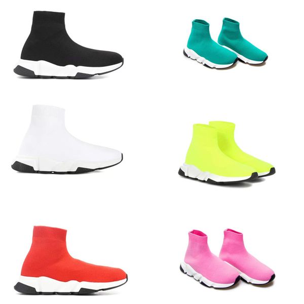 

fashion kids ankle boots speed stretch mesh designer running shoes speed knit sock mid-sneakers speed trainers children outdoor, Black;grey